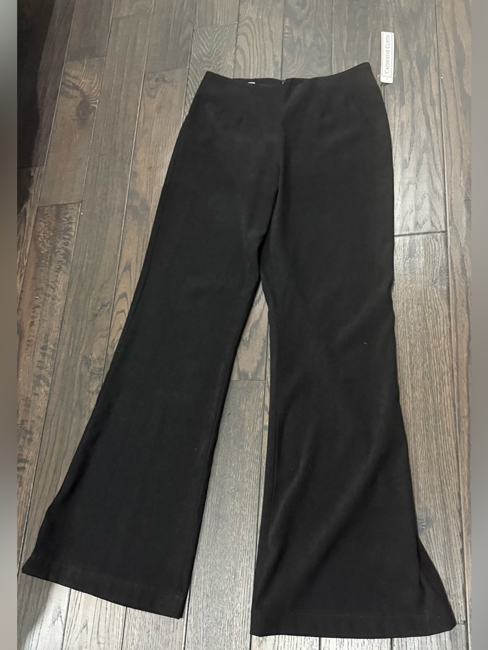 BNWT black designer Catherine Curtis faux suede wide leg pants, size 10